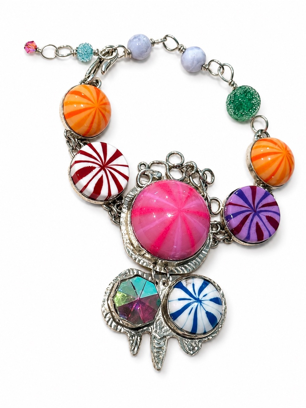 🍭✨ Handmade Silver Artisan Statement Bracelet ✨